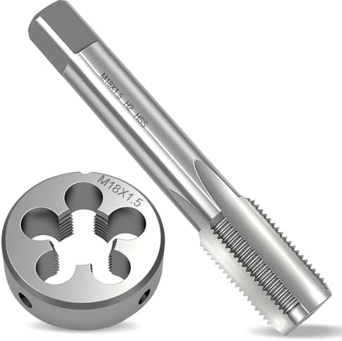 2 Stück M18 X 1,5mm Gewindeschneider und Gewindeschneideisen, Gewindeschneid set M18* 1,5mm，Metrische Gewindeschneideisen Gewindebohrer aus HSS Stahl