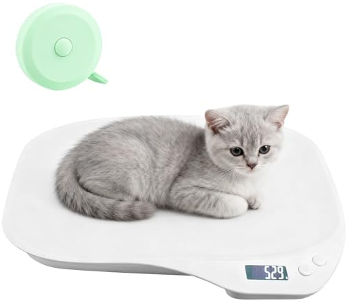 Behogan Digitale Haustierwaage: Haustierwaage für kleine Tiere, 15 kg mit ±1 Gramm Genauigkeit, kleine Tierwaage mit Maßband, kleintierwaage für Neugeborene Hunde, Katzen, Hamster, Vögel