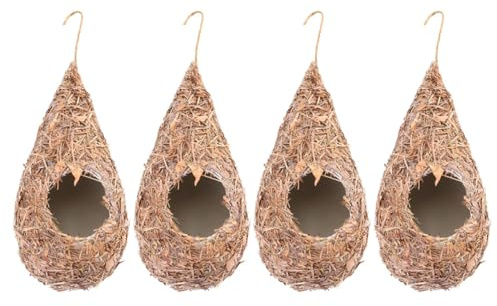 Hemobllo 4pièces Nid Oiseau Tissé Paille pour Terrasse Jardinage Lot de Nids Oiseaux Artificiels à Suspendre Fournitures pour Oiseaux