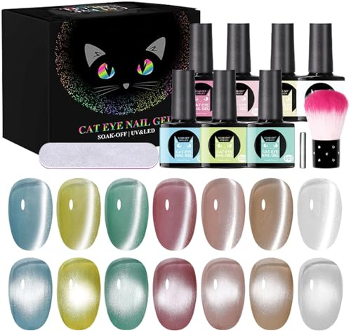 Magnetischer Gel-Nagellack 7-Farben Magnet Gel-Lack, Pinsel Inbegriffen | Salon Nagelöl Set Für Den Täglichen Gebrauch, Zuhause, Salon, Maniküre, Party, Urlaub, Formell, Freizeit, Festlich,