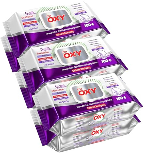 Mr. OXY Maxima Allzweck-Reinigungstücher – Streifenfreie Oberflächen, Fett- & Schmutzentfernung, Schnell Trocknend – Frischer Lavendelduft – Kein Nachspülen erforderlich (Pack of 6)