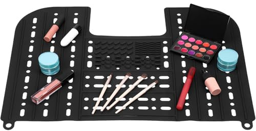 Generisch Faltbare Silikon Waschbeckenabdeckung 55X43cm Make Up Matte mit Abflusslöchern Organizer für Badezimmer Rutschfest Platzsparend und Vielseitig Verwendbar