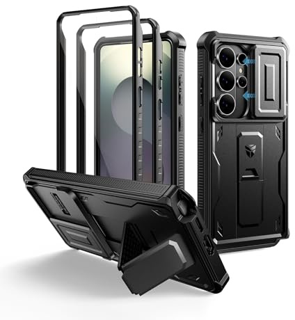 Dexnor for Samsung Galaxy S26 Ultra Case with Slide Camera Cover, Black | 2 Front Frames , Built-in Screen Protector & Kickstand, Heavy-duty Rugged Case Full-Body Shockproof Protective Cover