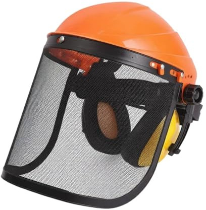 MotiveTech Gardening Face Schutzhelm Visier Gesichtsschutz Mesh PP Kopfschutz Forsthelm Arbeitshelm Funktion Flip-up Visier Freie Sicht Gute Belüftung Stabiler, Array, Orange