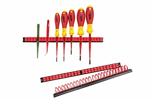 PARAT BASIC Klammerleisten-Set 3-teilig | Schraubenzieher Halterung für die Wand | Werkzeughalter mit 36 flexiblen Doppelklammern | Schraubenschlüssel Halter & Werkzeug Organizer für Werkstatt