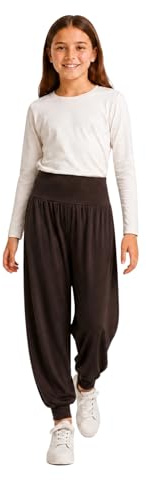 A2Z 4 Kids Girls Ali Baba Harem Trousers Plain Fashion Pants Brown
