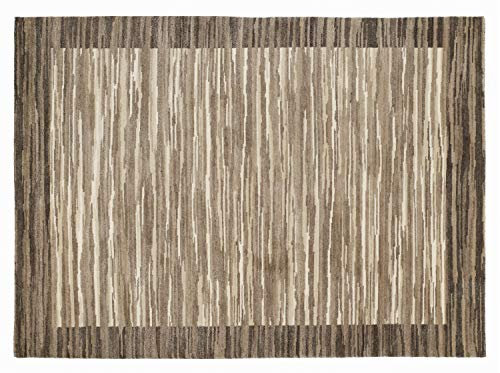 Bambu Lion handgeknüpfter echter original Nepal Designer Teppich Naturfaser Kurzflor in Braun Beige Hellbraun Größe: 250x350 cm Diele, Esszimmer, Flu