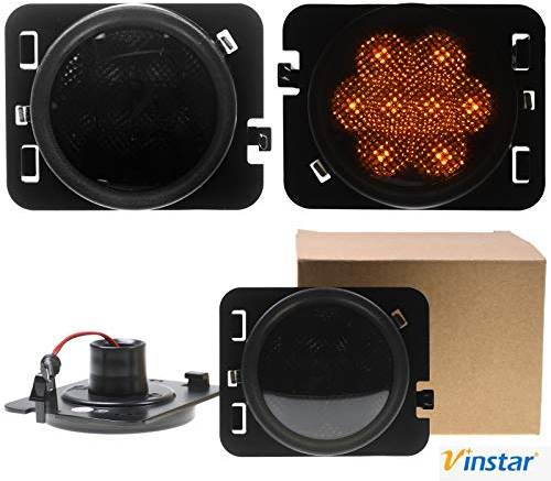VINSTAR 2X Seitenblinker LED Smoke getönte Kotflügel Blinker kompatibel mit J Wrangler JK 2007-2015