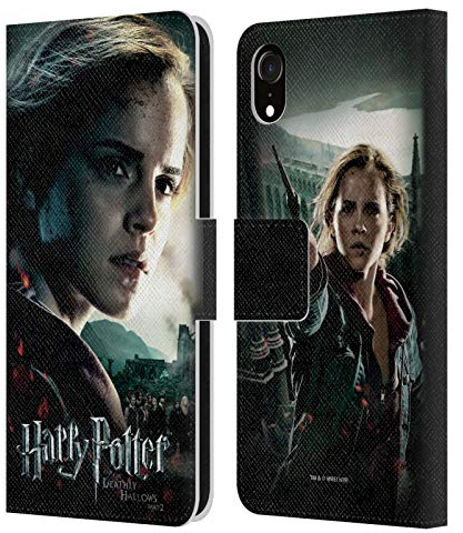 Offizielle Harry Potter Hermione Granger Deathly Hallows VIII Leder Brieftaschen Handyhülle Hülle Huelle kompatibel mit Apple iPhone XR