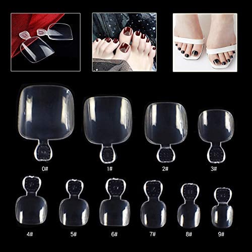 Mwoot 500Pcs Clear ivoire artificielle Fullsize Faux orteil ongles d'orteils Gel acrylique pour nail art 10 tailles différentes
