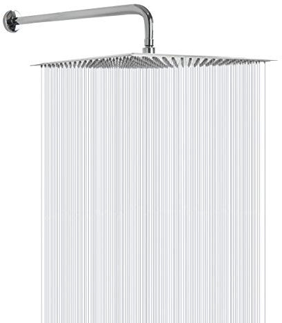 16 Inch Rain Shower Head with 20 Inch Extension Arm, NearMoon Square Shower Heads, Large Stainless Steel Rainfall Showerhead-Waterfall Full Body Coverage-Easy to Install