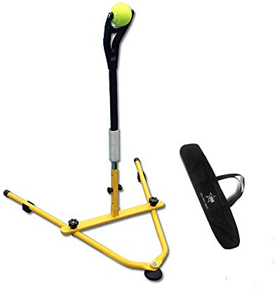 hzexun Tennistrainer Tennis Selbststudium Praxis Training Tool Tennis Trainingsgeräte Tennistrainingssystem Multifunktionales Tennistrainingsgerät Verstellbare Höhe Echter Tennisball Stahlmaterial