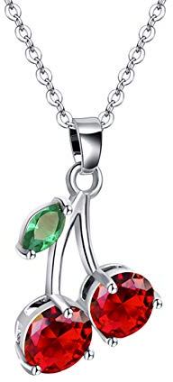 VONSSY Collana personalizzata con ciondolo ciliegia rossa in oro, catena con maglione di fiori e rubini con 5A CZ, gioielli per ragazza, donna, moglie, fidanzata, amico, regalo