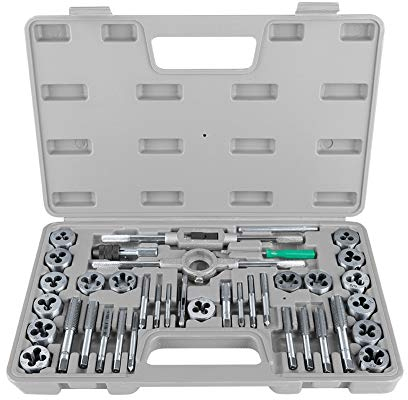Coffret Tarauds et Filières Métrique, 40 Pièces M3-M12 Tarauds et Filières Professionnels en Acier Allié, Outil Manuel Robuste pour La de Filetage Externe et Interne