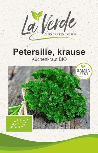 La Verde MEIN GARTEN UND ICH. Mooskrause 2 BIO Petersilie Samen für ca. 300 Pflanzen, Küchenkraut mild würzig, samenfestes Saatgut ohne Gentechnik