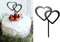 MMshop Topper Herz 16x12 cm | Double heart Birthday Cake Topper | Schwarz | Holz | Tortendeko | Tortenaufleger | Geburtstag