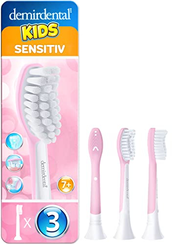 3er demirdental for Kids Ersatzbürsten passend für Philips Sonicare Kinder Schallzahnbürsten ab 7 Jahre, entspricht HX6044, Rosa
