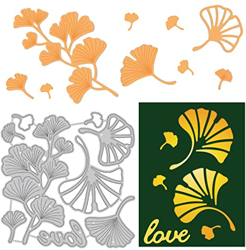 GLOBLELAND Stanzschablonen Blätter Metall Schneiden Schablonen Ginkgo-Blatt Stanzformen für Kartenherstellung und DIY Scrapbooking Dekor