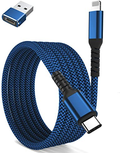 Basesailor Cable USB C a Lightning 2M con Adaptador USB A,Cable Tipo C Cargador Carga Rápida PD para iPhone 11 12 13 14 Mini,SE 2020,Airpods 3,iPad 8 9 Generation 2021 2022