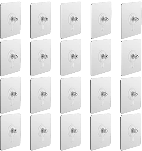 20Pcs Self Adhesive Hanging Nails, Wall-Mounted Screw Hook Punch-Free Seamless Screw Waterproof Wall Hook for Bathroom Kitchen Nail Free