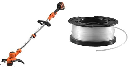BLACK+DECKER Strimmer, 36V Cordless, BATTERY NOT INCLUDED (Bare) & BLACK+DECKER Spool and Line 10 m for Reflex Strimmer Nylon Wire 1.6 mm Diameter Transparent and Resistant A6481-XJ