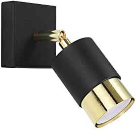 Sollux Wandleuchte Wandlampe Innen – Wandbeleuchtung – Led-wandleuchte Innen – Wandstrahler Innen – Glühbirne Nicht im Lieferumfang Enthalten – Lampe Wand Innen NERO Schwarz, Gold - GU10-Fassung