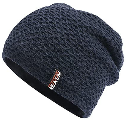 Reepetty Waschmittel Caps Outdoor Winter warm Thick Lined Mens Unisex Strick Mütze Baseball Mütze Anime Cap (1-Navy, One Size)
