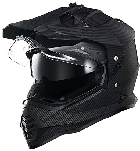 ILM Dual Sport Adventure Motocross Motorradhelm mit Pinlock kompatiblem Sonnenvisier ATV Dirt Bike Off Road Casco ECE Modell-WS902,Carbon, L
