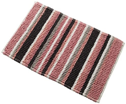 Olivia Rocco Padstow Stripe Bathmat Comfort To Your Bathroom Super Soft Absorbent Bath Shower Mats Washable Dry Fast Durable Classic Design, 50x80cm, Blush Pink