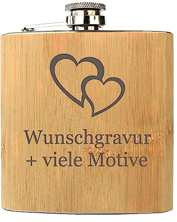 Flachmann für die Beste Trauzeugin mit Gravur - Name + Motiv, Trauzeugin Geschenk, Schnapsgeschenk in Holz Optik - personalisierte Geschenke von Geschenkissimo
