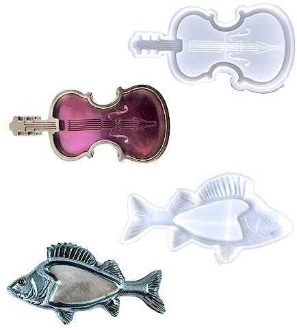 Surakey Fisch Silikonform Aufbewahrungsbox, Epoxidharz Gießharz, Tier-Form, DIY Geige Schachtel Silikon Formen Gießformen, Tier Silikonform Harz Aufbewahrungs Box Heimdekoration