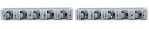 ForHauz Broom Holder with 5 Holding Positions & 6 Hooks, Easy Wall Mount Storage for Organizing Garage or Closet (Pack of 2)