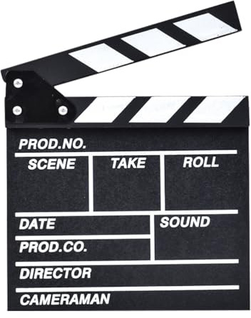 Mikikit 1 StüCk Schwarze Holz Filmklappe - Regieklappe FüR Foto-Requisiten, Film Props, Film Deko FüR Dreharbeiten