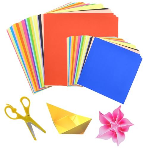 200 Blatt Origami Papier, 20 x 20cm 15 x 15cm 20 Farben Buntes Papier Faltpapier Quadratisch Tonpapier Doppelseitig für Familie DIY Bastelprojekte DIY-Schul-Kunsthandwerksprojekte