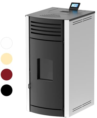 ROBIN WOOD- Enya Aqua Pelletofen Wassergeführt mit Wlan-Modul [12 KW, 15 KW, 18 KW, 24 KW, 30 KW] Energieeffizienzklasse A++/ A+ | Pelletheizung, Heizung (15 KW, Bordeaux)