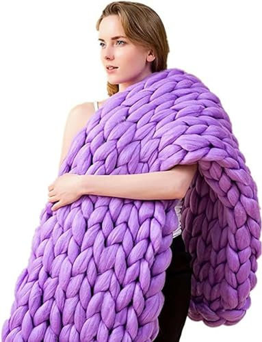 伟 祥 Knitted Throw Blankets, Chunky Knit Throw Blankets for Bed Knit Weighted Blanket, Handmade Cable Knit Throw Blanket for Couch, Bed