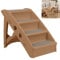 Aufun Hundetreppe 4 stufige Katzentreppe haustiertreppe bis zu 50cm hoch, Faltbare Treppe ideal für kleine & große Hunde, Bett oder Sofa, Katze, Welpe, Möbel für Haustier (Braun, 1 Stück)