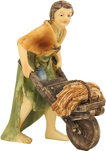FADEDA JOK: Bauer mit Schubkarre/Höhe:10 cm/handbemalt/detailgetreue Krippen Figuren - Weihnachten Tisch Dekoration Krippe Zubehör