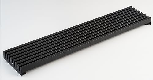 Griglia di ventilazione – Colore nero – 8 doghe in alluminio da 90 cm – 2 supporti laterali e tagliabili in plastica da 12 cm – per forni e frigoriferi adattabile mobili da meno di 12 cm (nero)