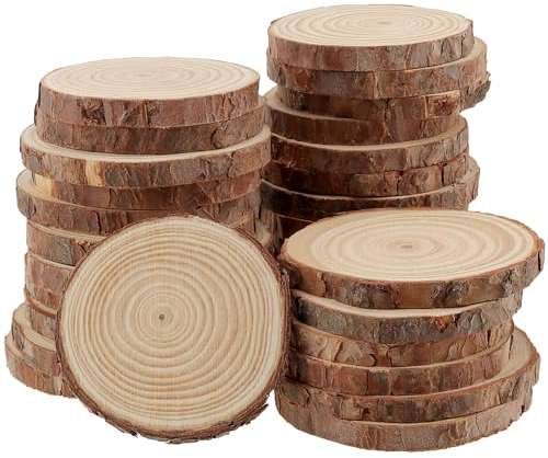 YIXNSW Lot de 30 rondins de tronc d'arbre avec écorce - Ronds en bois naturel - Disques décoratifs de 8 à 9 cm - Convient pour les décorations de mariage faites à la main, les décorations de Noël