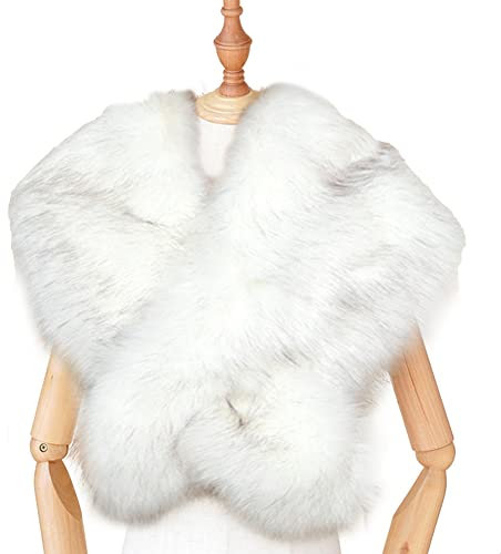 Faux Fur Wrap | Elegant Faux Fur Collar | Women's Faux Fur Shawl, Faux Fur Stole, Warm Fur Scarf For Winter Bridal Wedding Cover Up