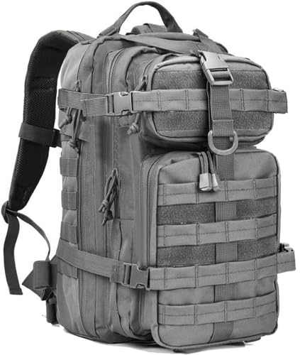Miramrax Kleiner taktischer Rucksack, Militär-Tagesrucksack, 30 l, Rucksack für Herren, Molle-Assault Pack, Bug-Out-Tasche für Wandern, Camping, GRAU, 30L, Taktischer Rucksack
