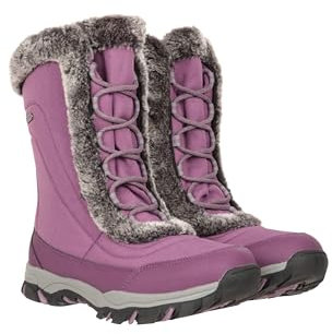 Mountain Warehouse Ohio Womens Snow Boots - Snow Proof Ladies Faux Fur Shoes, Thermal Tested -20 °C, IsoTherm - Winter Skiing, Winter Sports, Walking Dark Purple Womens Shoe Size 4 UK
