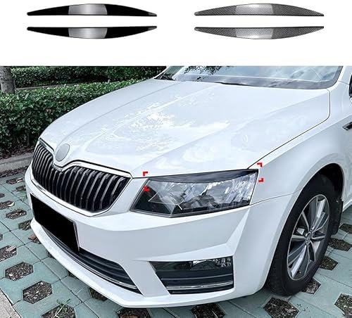 DEHIWI 2 STÜCK Auto Scheinwerfer Augenbrauen Abdeckung Augenlider Aufkleber Trim Kompatibel für Skoda Octavia Ⅲ MK3 2013 2014 2015 2016-2019, Scheinwerferblenden,- Black
