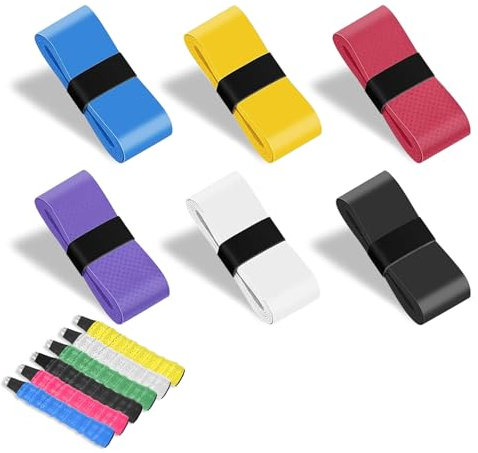 HLBKPX 6 Stück mehrfarbiges Griffband für Tennis-, Badminton-, Squash-Schläger, rutschfest, schnell trocknend, super saugfähige Übergriffe, Schläger-Übergriffband (6 Farben)