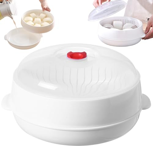 Weduspaty Microwave SteamerMicrowave Steamer 7.9'' Round Microwave Vegetable Steamer Food Grade Plastic Microwave Steamer for Cooking with Lid and Tray Microwavable Steamer for Food Kitchen Office