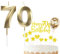 Bolosa 70th Birthday Decorations - Number 70 Candle & Cake Topper - Yellow