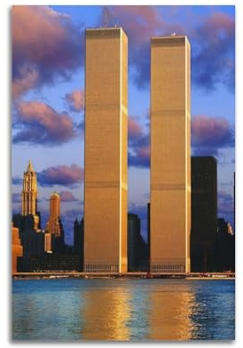 FYRNQ Vintage-Fotografie-Poster The World Trade Center 1966–1979, Wandkunstdruck, Retro, ästhetische Raumdekoration, Gemälde, Leinwand, Heim- und Bürodekoration, 30 x 45 cm, ungerahmter Stil