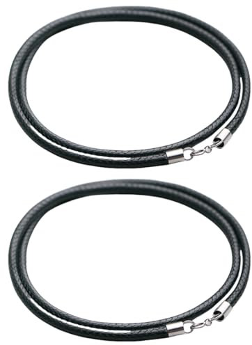 OIGWBPH 2pcs Collier en Cuir véritable Large tressé chaîne en Cuir Cordon en Argent Sterling Boucle pour Femmes et Hommes Bijoux Pendentif DIY