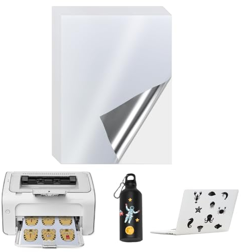 ADERTOS 20 Stk A4 Selbstklebende Folien Bedrucken Matte Silber Klebefolien Druckerpapier Bedruckbar Vinylfolie Inkjet Vnyl Aufkleber Sticker für Tintenstrahldrucker Laserdrucker